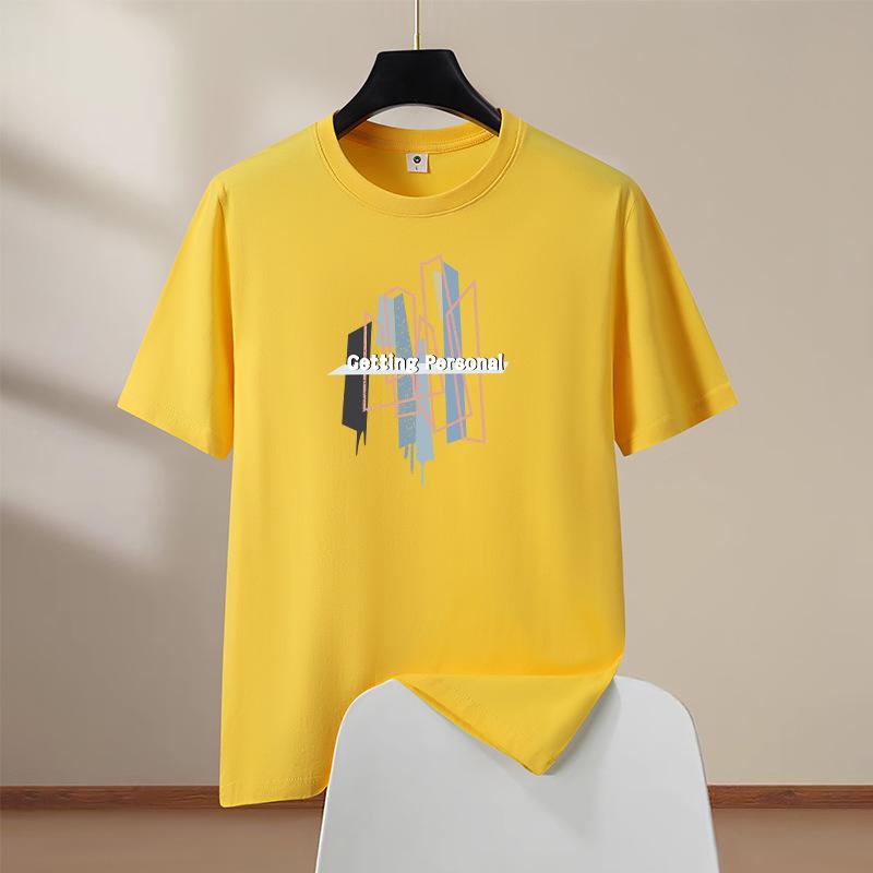 

8 цветов, мужская хлопковая футболка оверсайз с коротким рукавом и круглым вырезом, удобная летняя уличная одежда XXXL жёлтый