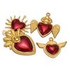 3Pcs Stainless Steel Classical Enamel Red Heart Wing Crown Charms DIY Women Jewelry Necklace Pendants Findings Earrings Making