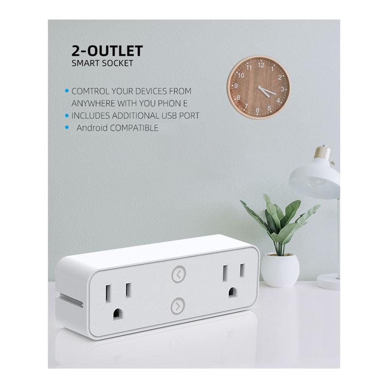 2025+ Smart Plug 10A, WiFi Outlet Extender Dual Socket Plugs Works with for , Home Assistant,No Hub Required US Plug