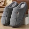 Large Size 50-51 Plaid House Slippers for Man Foam Winter Plush Indoor Male Shoes Warm Home Slippers Non Slip Black