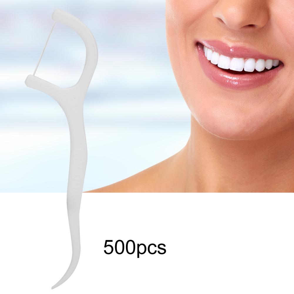 500pcs Disposable Dental Floss Stick Teeth Stain Removal Floss Oral Care Tool