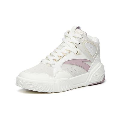 Flame High Top Skateboard Shoes Women's White Purple 122238090R-2