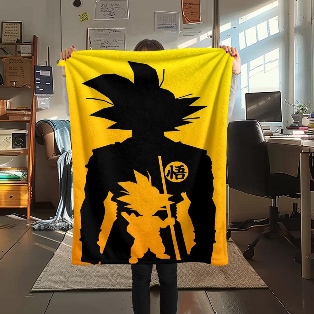 

Фланелевое одеяло с принтом персонажей Dragon Ball, Высококачественное, Удобное для всех сезонов, Декор для дома, Тепло и уют, Идеально для рождественских подарков 80cm x 120cm