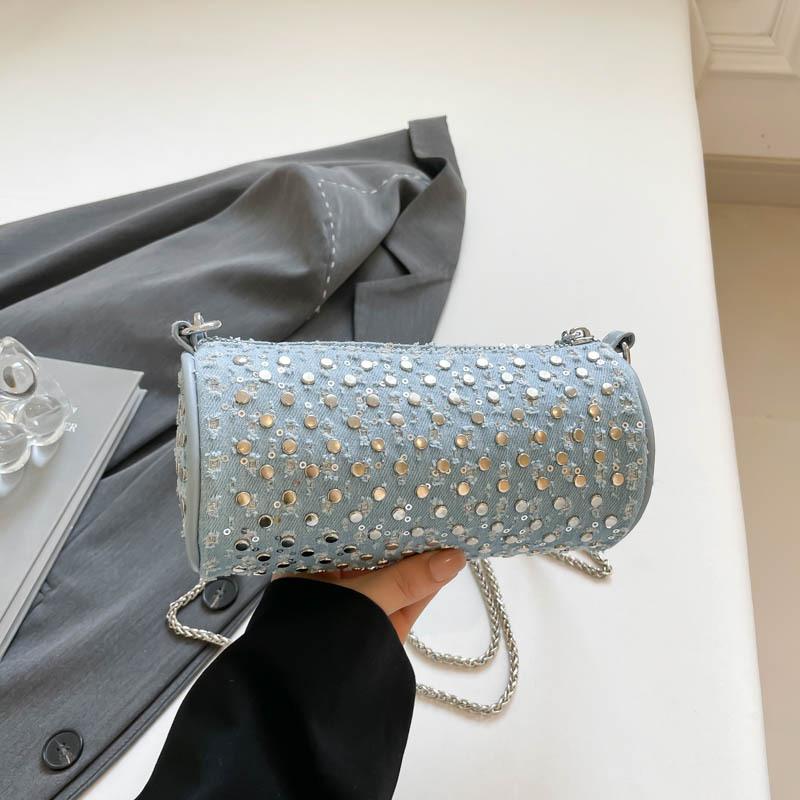 2025 Summer New Mobile Phone Bag High Value Fashionable Rivet Round Bag Fashion Casual Messenger Bag Punk Bag