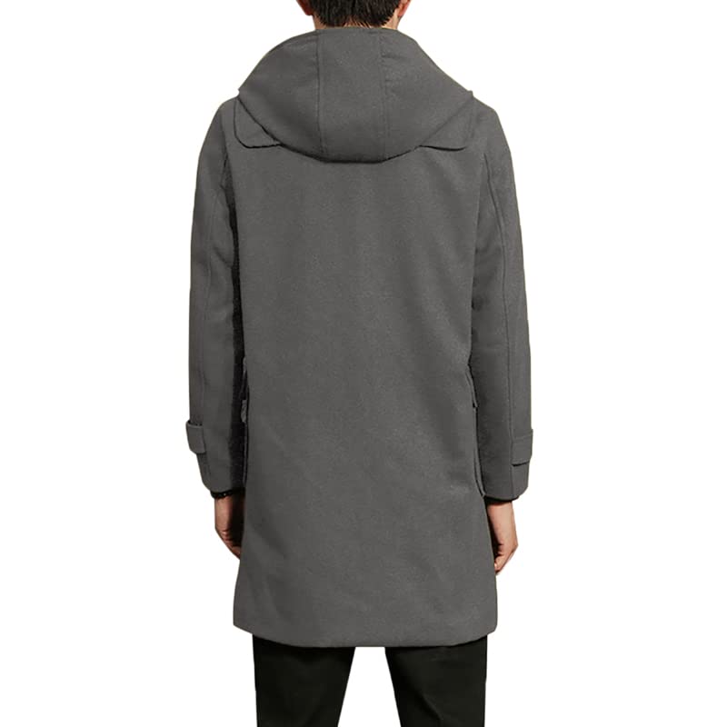 FOMANSH Long Duffle Coat with Hood and Cold Weather and Plus Sizes Men's Hat, Windproof, 2XL