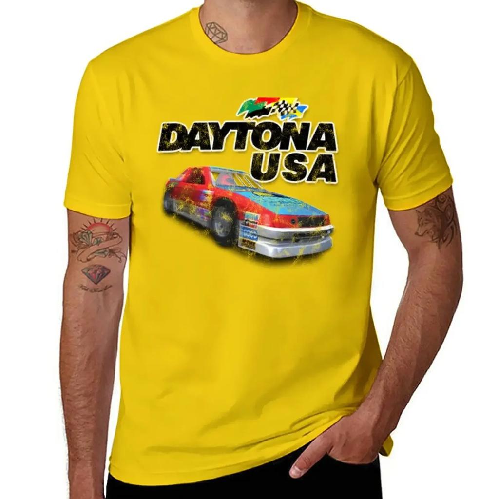 Übergrößen Tops Herrenbekleidung Custom T-Shirts Designe deine eigenen Workout-Shirts für Männer Daytona USA Distressed Auto Logo T-Shirt