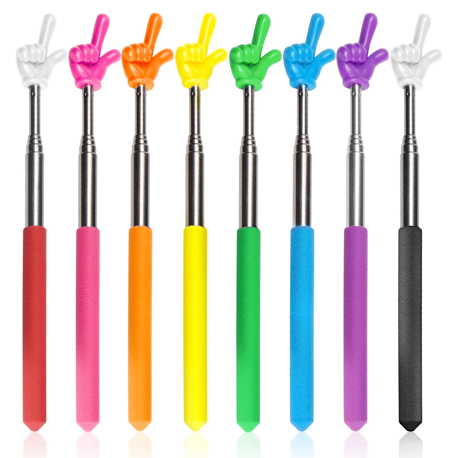 8 Stuks Docent Pointer Stick voor Klaslokaal Uitschuifbare Pointer Vinger Telescopische Hand Pointer Intrekbare Wijsstok Leesondersteuning voor Presentatie black