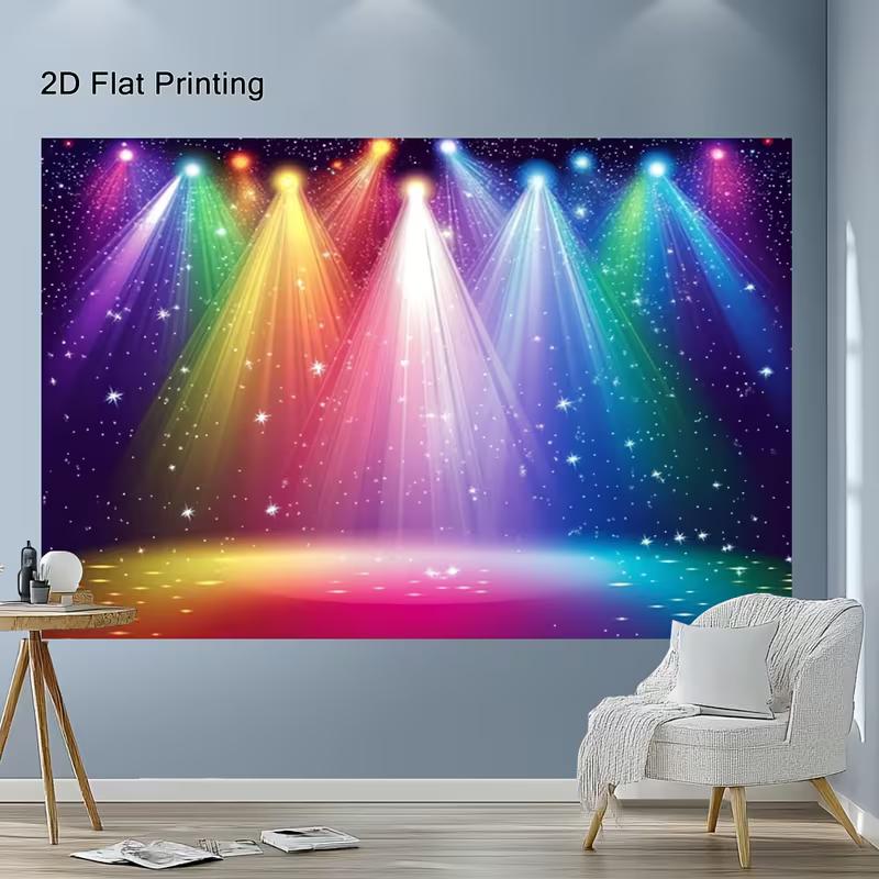Rainbow Stage Spotlight Photo Booth Background, Starry Light Curtain Backdrop for Music Performances