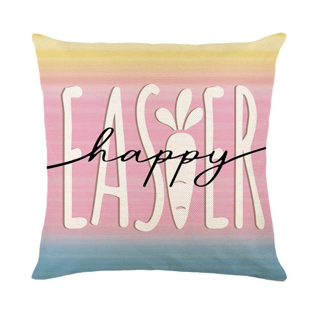 Easter Celebration Pillowcase Cartoon Bunny Egg Polyester Cushion Covers with Zipper Floral Pattern Sofa Pillow Cover