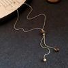 Vintage Maillard Brown Stone Pendant Necklaces for Women Girls Trendy Casual Pulling Rope Necklaces Daily Commute Jewelry Gifts