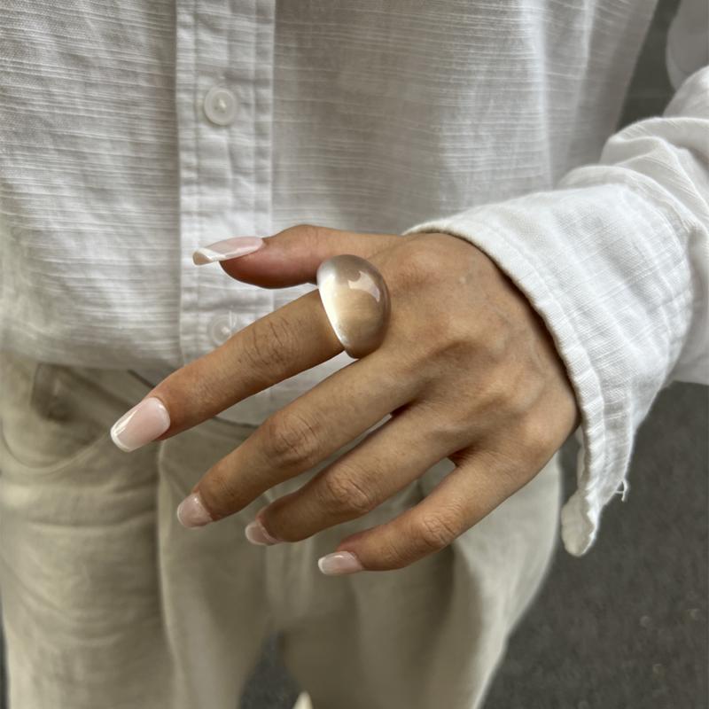 Ins Style Vintage Irregular Transparent Colored Resin Ring New Trend Boho Geometric Finger Rings Aesthetic Jewelry Accessories
