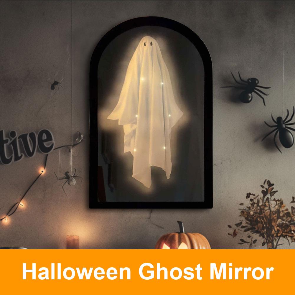 2025 Neuheit Halloween Geist Spiegel mit gruseligen Augen Nachtlicht Halloween Geisterspiegel Spukige Halloween Spukhaus Dekoration