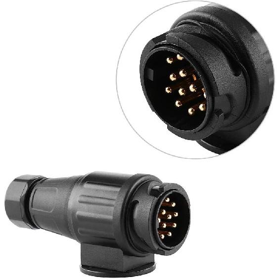Anhängeradapter, 12V 13-poliger elektrischer Anhängerstecker, Kunststoff 13-poliger Verkabelungssteckverbinder-Adapter, Schwarz