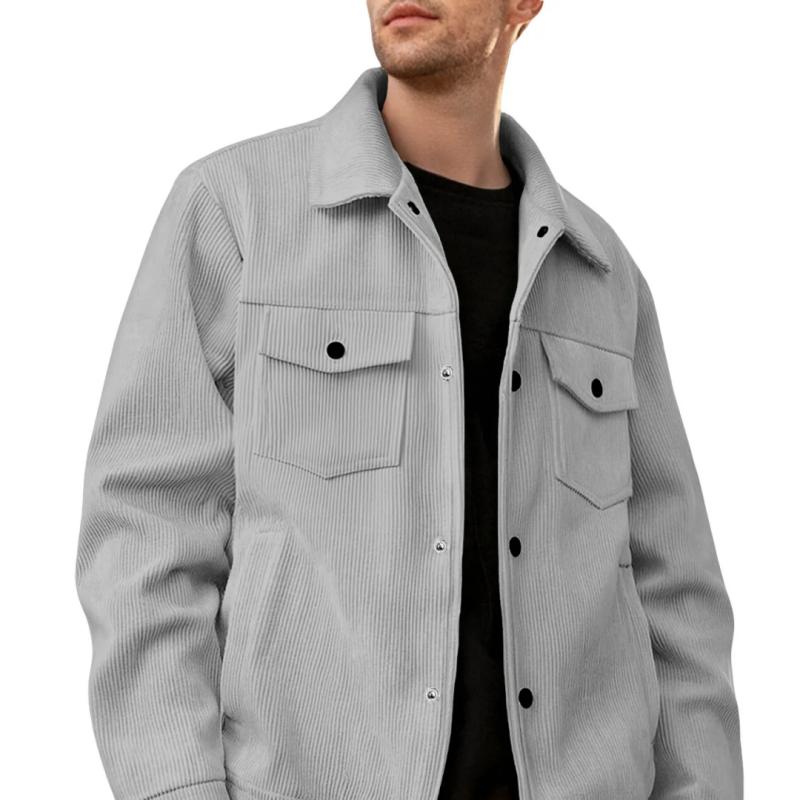 2026 Spring Autumn Men Corduroy Jacket Men Casual Fashion Workwear Shirt Man Business Casual Top Male Soild Color Outerwear