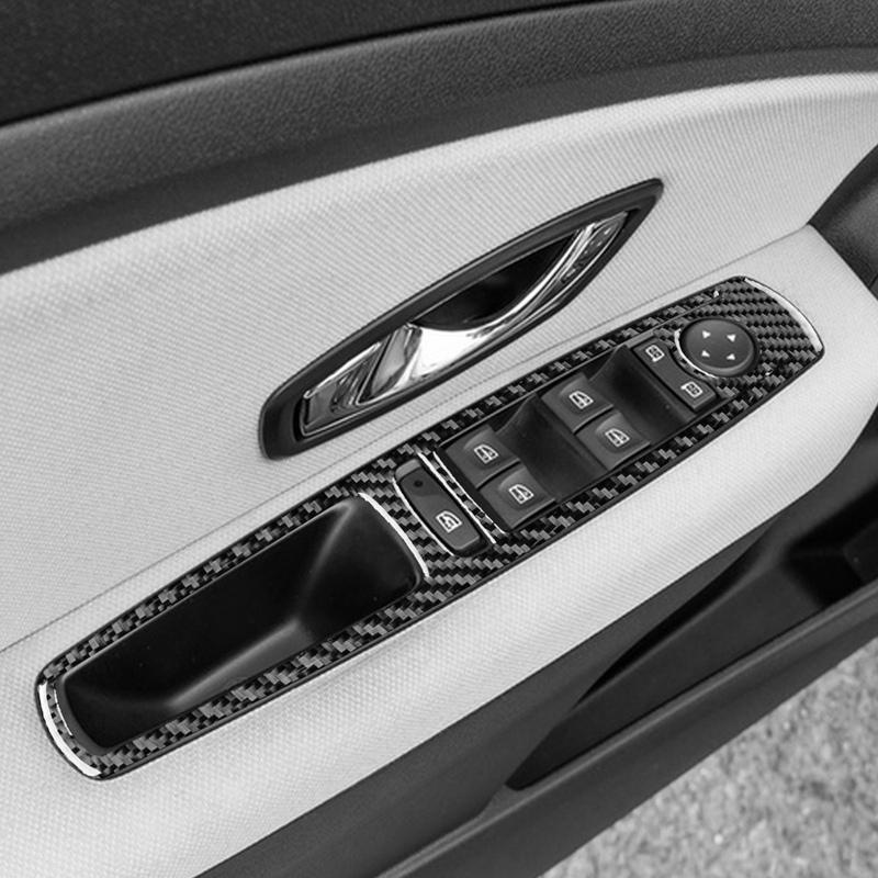 For Renault Fluence Megane 3 RS 2009-2017 Real Carbon Fiber Stickers Front Window Lift Control Panel Car Accessories Decorative