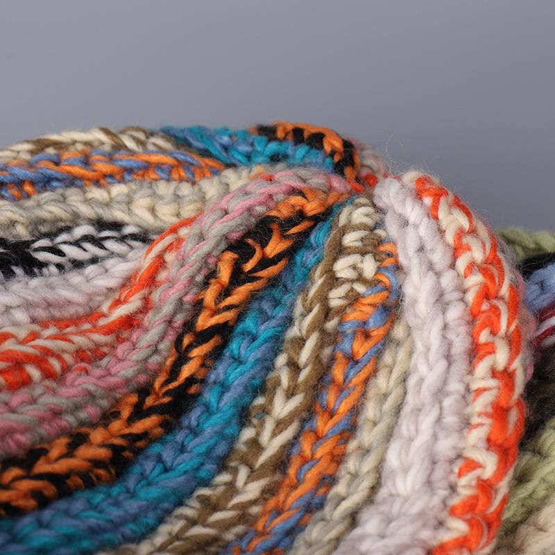 Cappello da Donna in Lana Lavorato a Maglia con Ferri a Bastoncino Stile Giapponese Cappello a Berretto a Strisce in Lana Colorata Caldo da Uomo per l'Inverno Protezione per le Orecchie