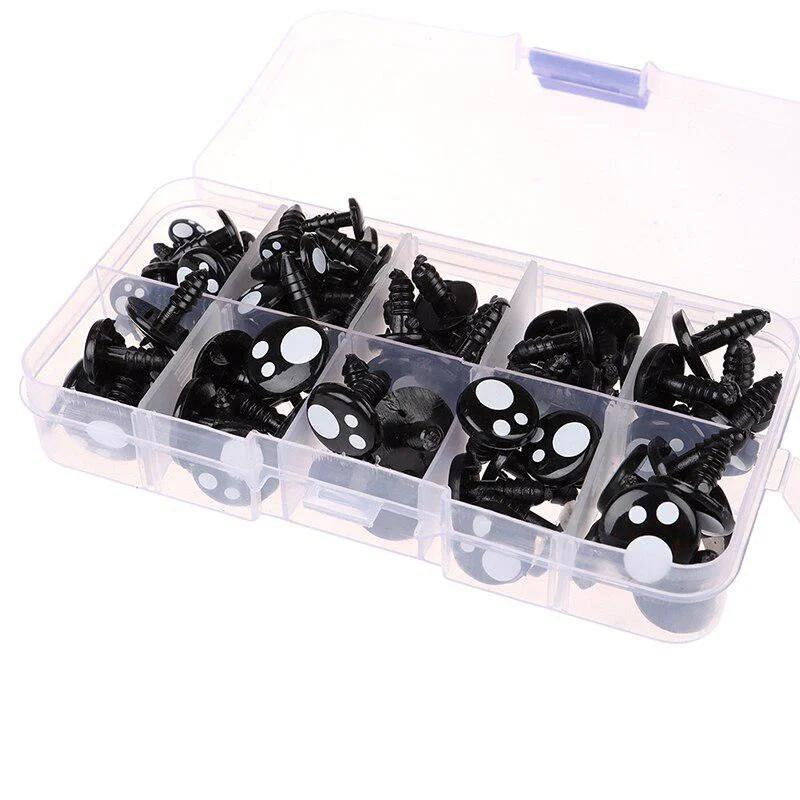 100Pcs/Box 8-16mm Doll Eyes Cartoon Safety Eyes for Handmade Eyes Doll for Bear Craft Stuffed Toys Doll Accessories