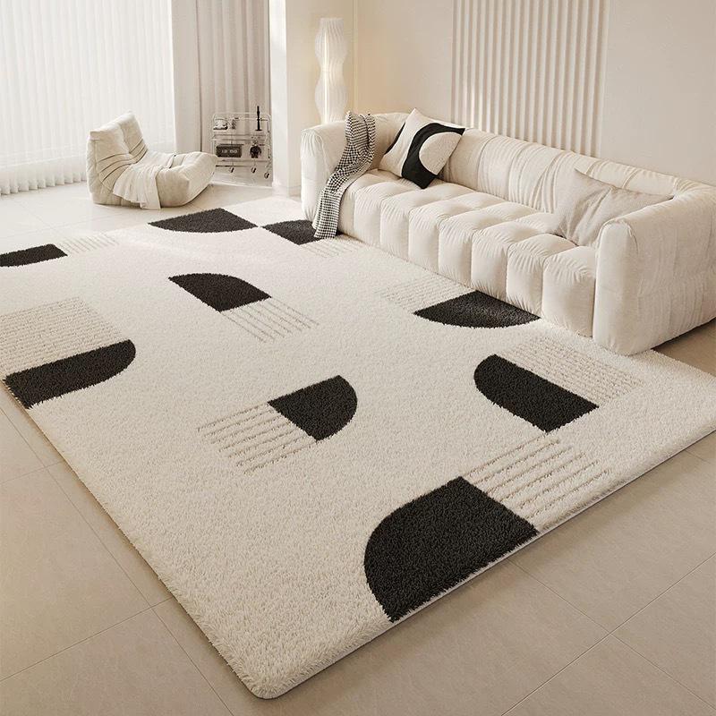Plush Non-Slip Faux Cashmere Rug, Large Winter Floor Mat with Overlocked Edges