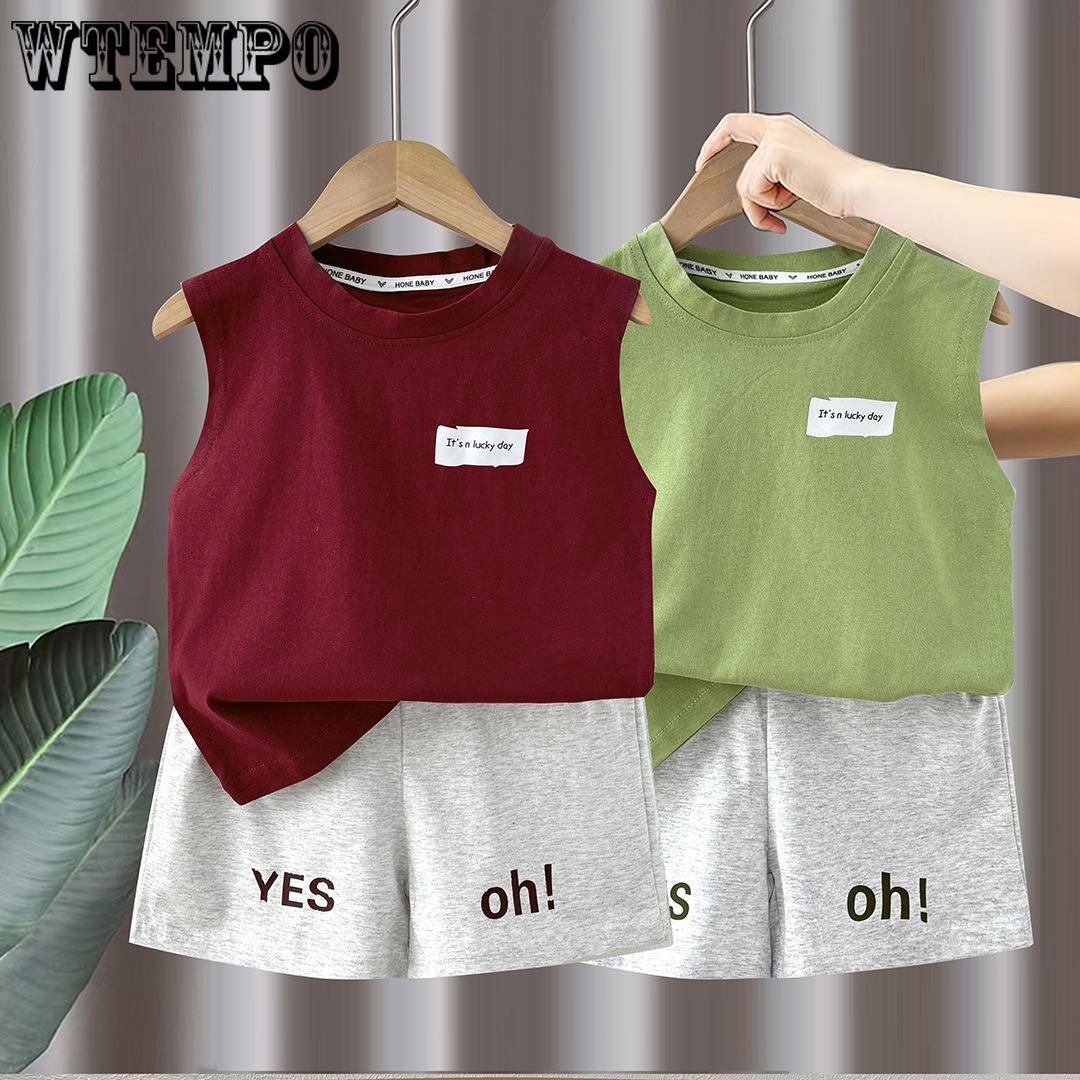 

Children s Vest Set Sleeveless Girls Summer Korean Children s Clothing Summer Boys Two-piece Set 80 червоний