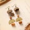 Retro natural plant earrings handmade creative niche acorn fruit long fringed design women's earrings