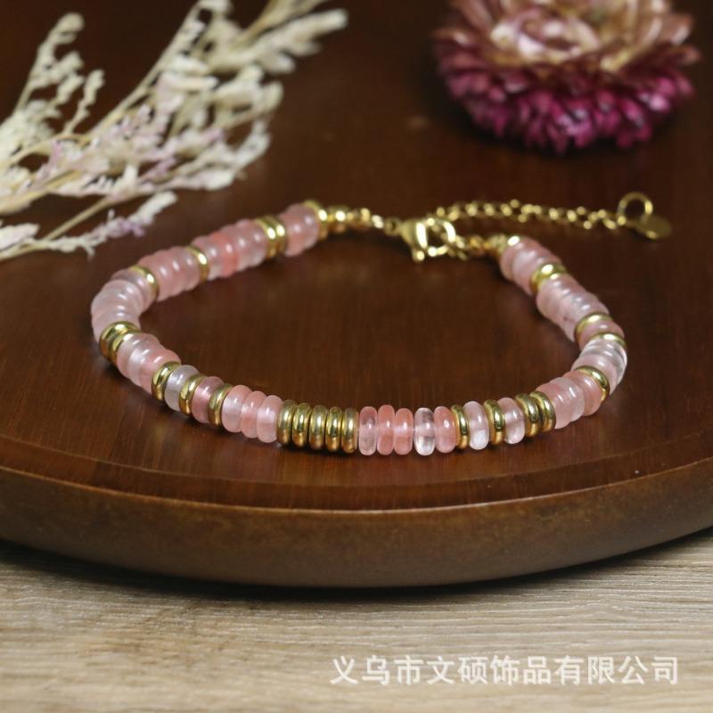 Rainbow Tourmaline Heishi Bead Bracelet – Gold Accent Dainty Boho Jewelry, Joy Energy Gift for Women