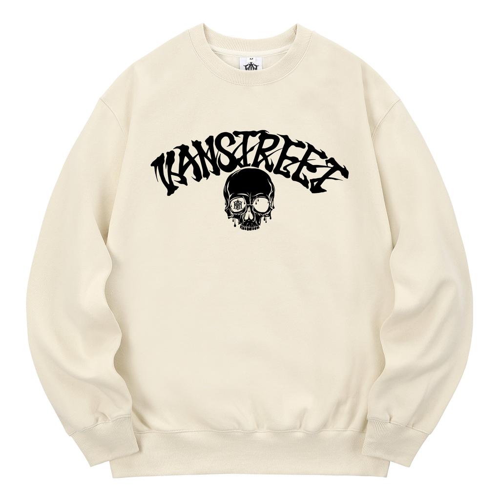 KAN6312 Kmc0168 Lettering Skull Blood Fleece-Lined Sweatshirt Cream