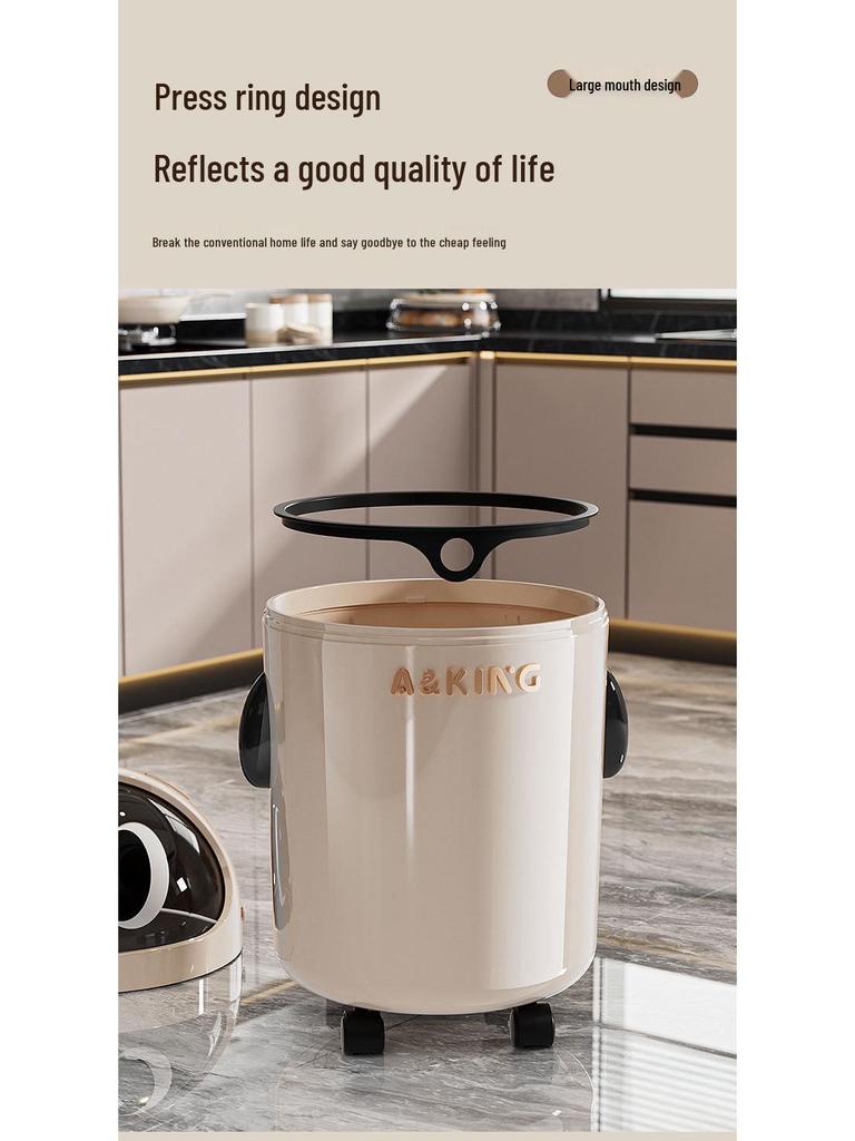 2026 High-End Large Capacity Trash Can with Wheels & Flip Lid for Living Room/Bedroom