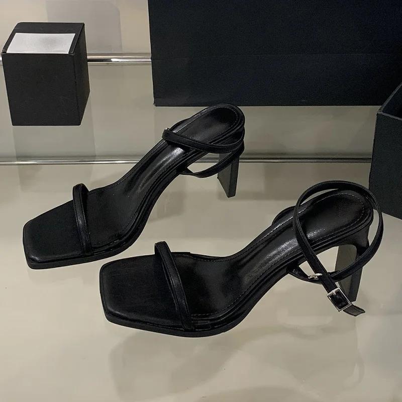 

Eilyken Summer Elegant Open Toe Women Sandals Buckle Strap Square High Heels Party Dress Ladies Shoes 35 чёрный