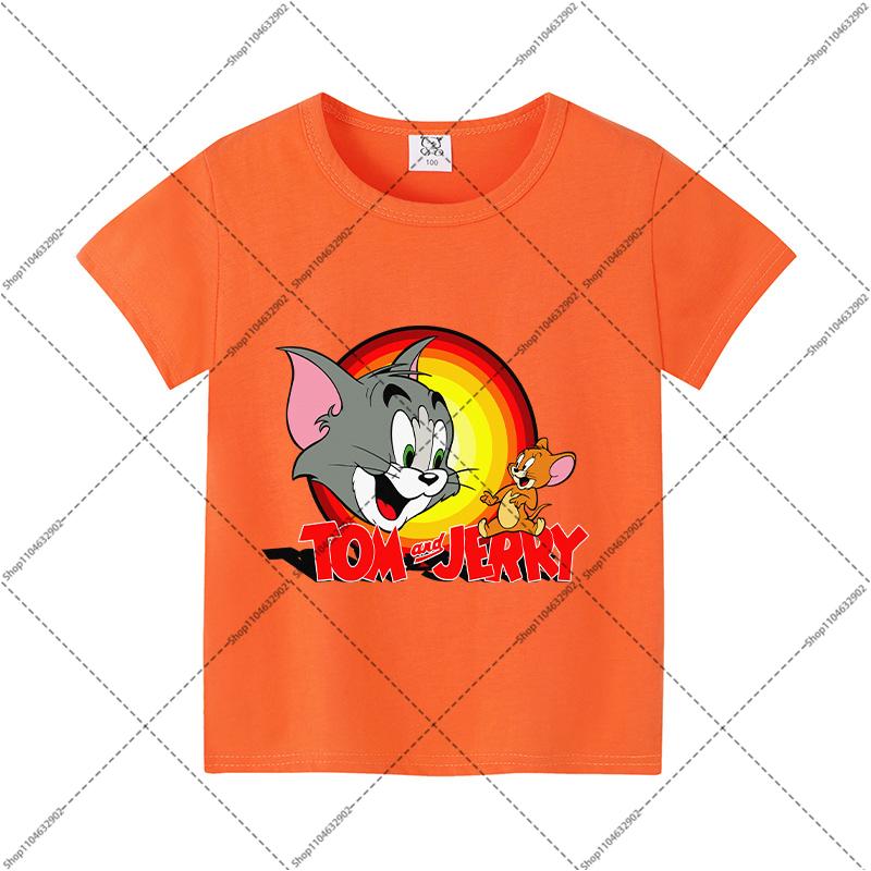 Tom and Jerry Cute T-shirts Cartoon Anime Pattern Printed Short Sleeve Unisex Summer Clothes Comfortable Breathable T-shirt Gift