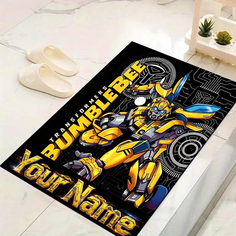 Custom 1Pc Bumblebee Robot Flannel Personalized Rug Non Slip Floor Mat Soft Carpet for Living Bedroom Office Home Decor Gift