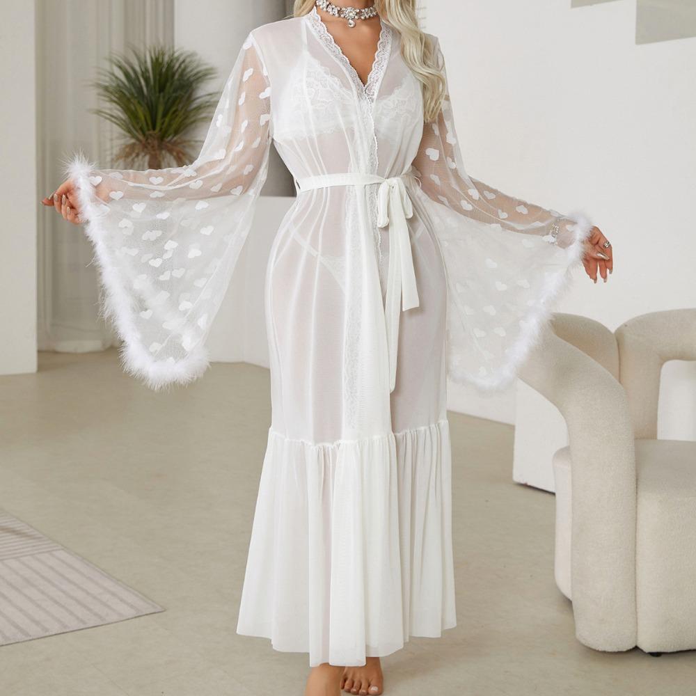 Sexy nettingnattkjole Forførelsesundertøy Cardigan Pyjamas Badekåpe Hjemmekjole
