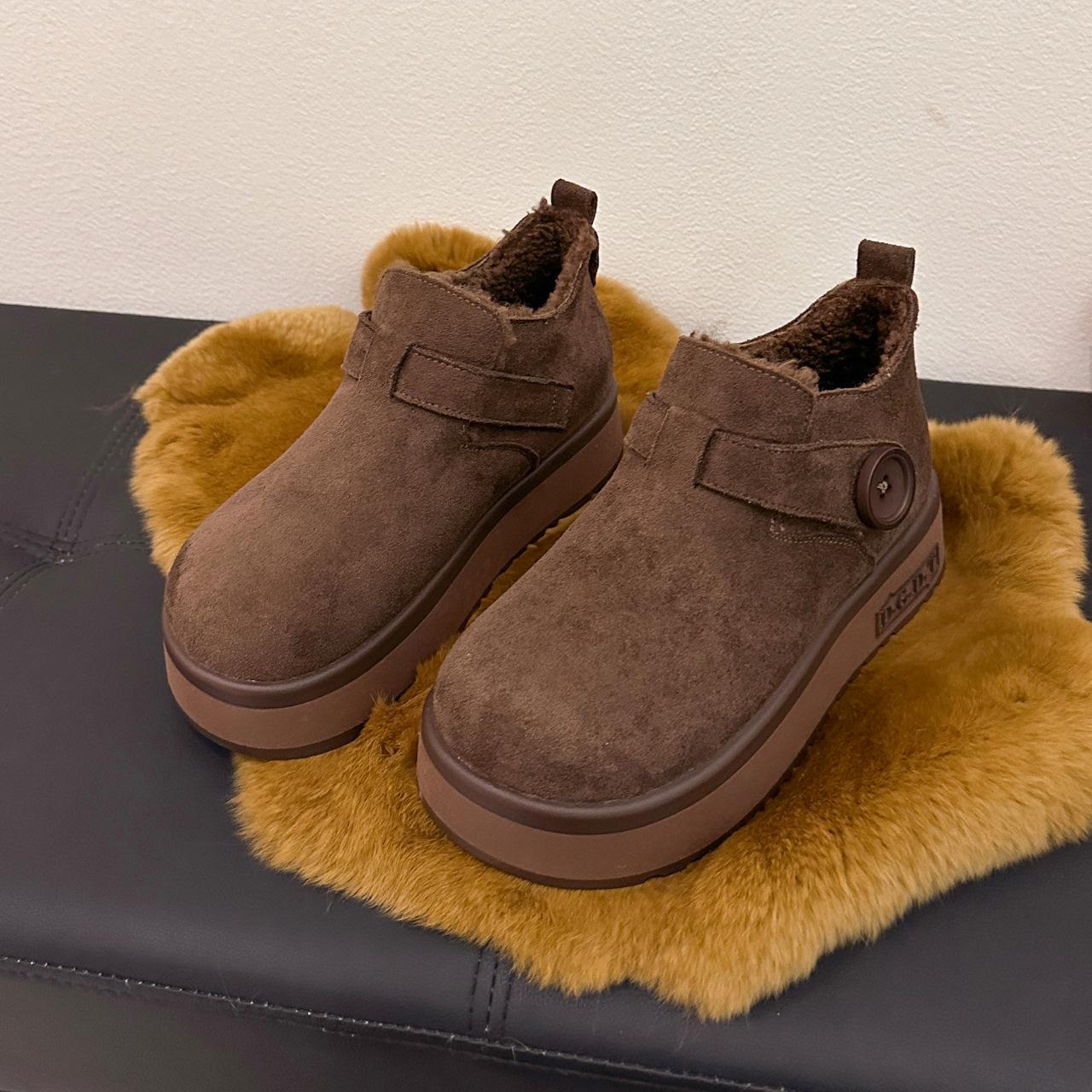 

Женские зимние теплые меховые ботинки большого размера на мягкой подошве, утепленные подкладкой, ботильоны до щиколотки, нескользящие, для пеших прогулок, повседневные, спортивные, хлопковые ботинки 35 коричневый
