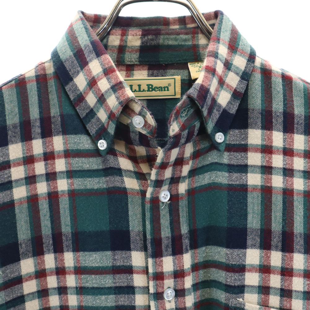 L.L.BEAN 80s Outdoor Vintage Check Pattern Long Sleeve Flannel Button Down Shirt Men's Used