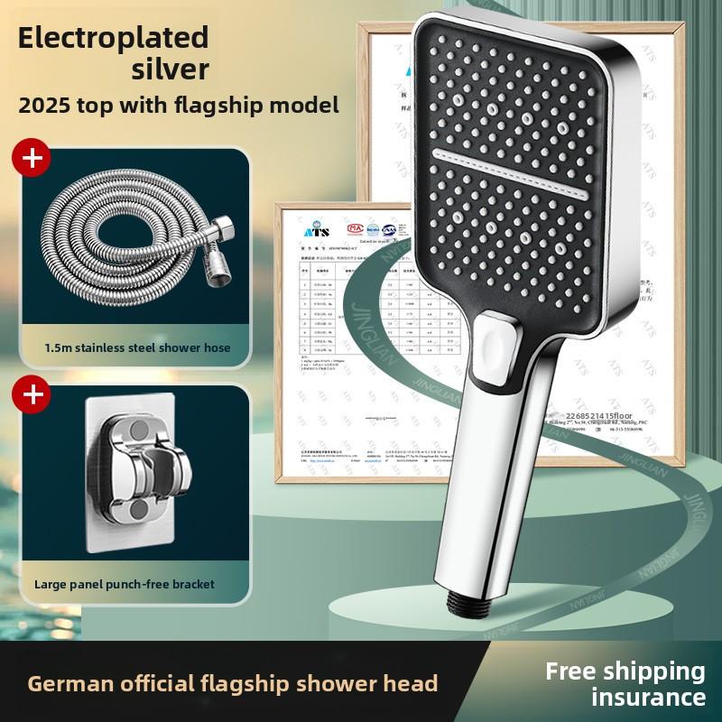 Silver Shower Head Set 3 Mode with 1.5m Leak- Proof Stainless Hose and Bracket High Pressure Handheld Shower Head for Bathroom