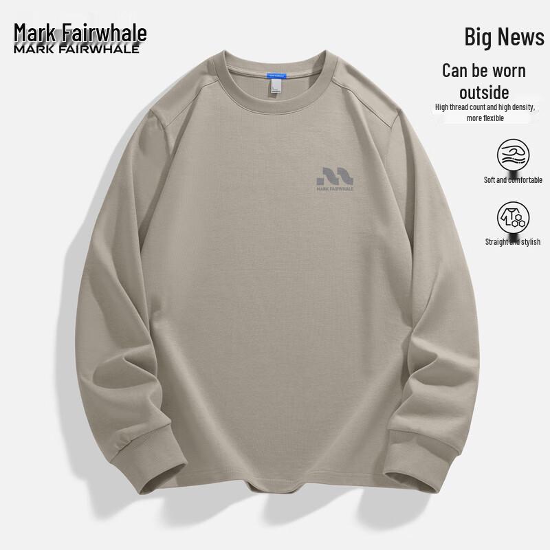 MARK FAIRWHALE Men s Loose Fit Long-Sleeve Round Neck T-Shirt M