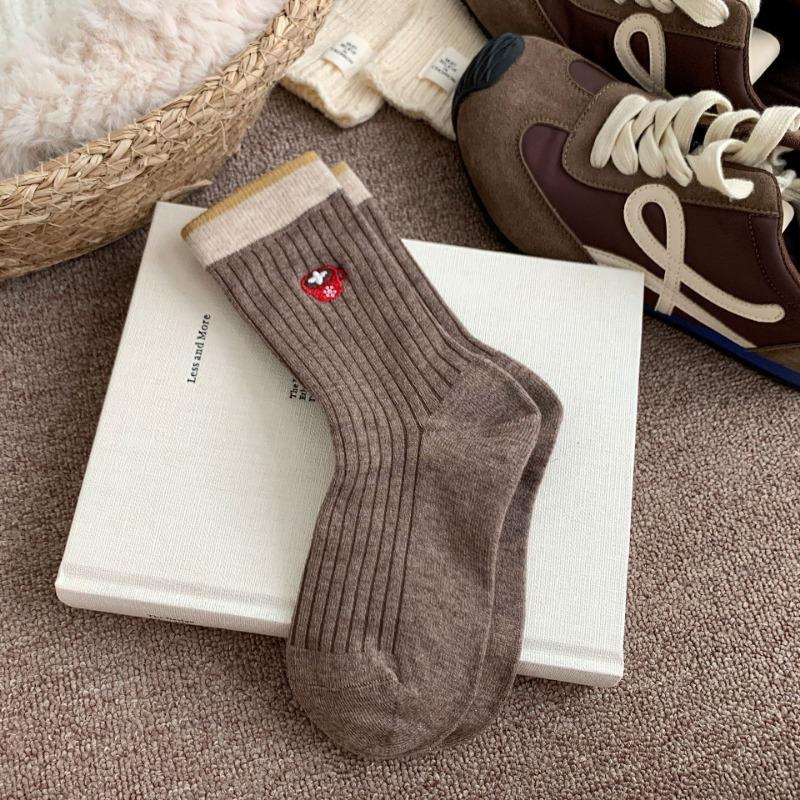 

Женские весенне-осенние модные новые мультяшные носки-гольфы 1 pair глубокая кофе