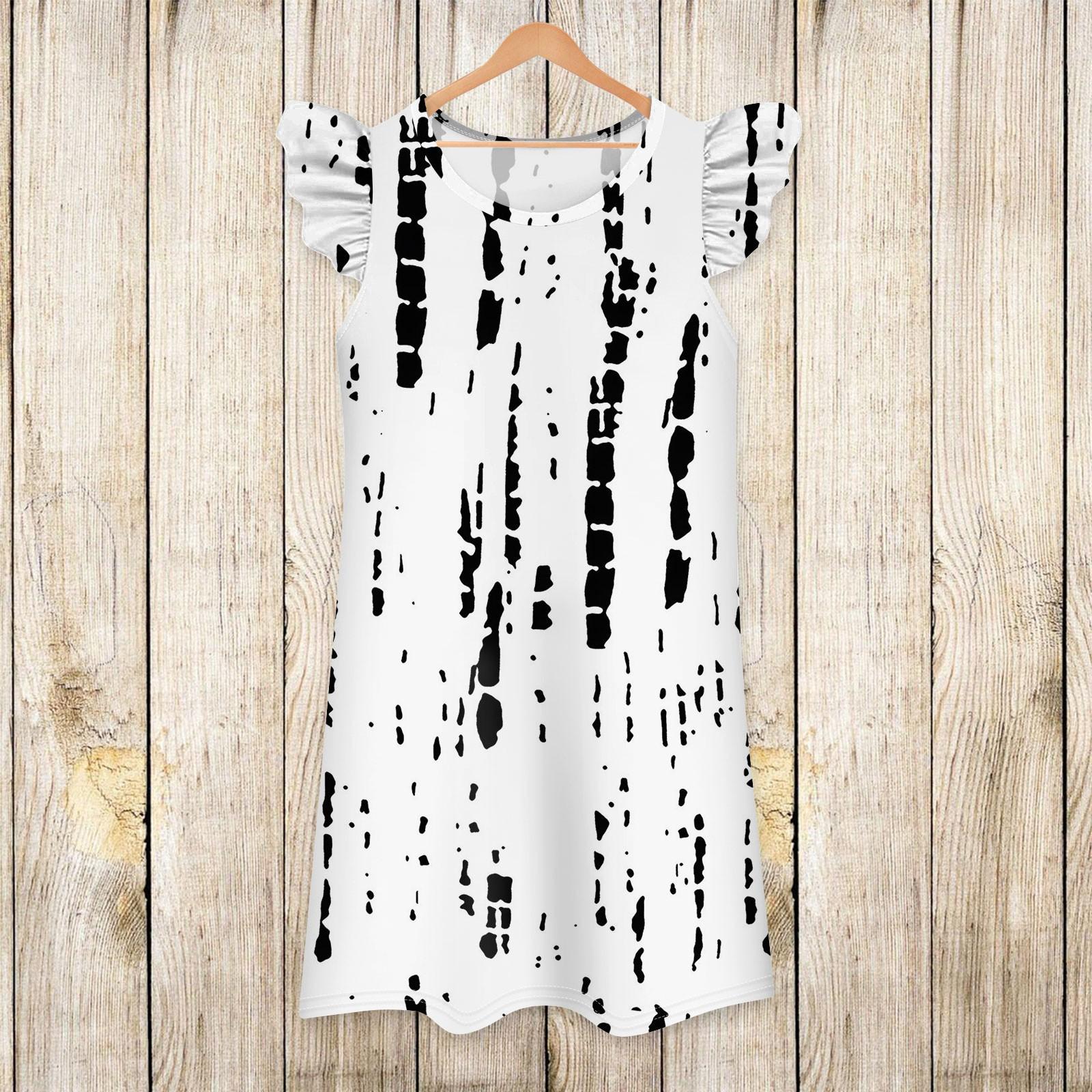 

Детское платье с рукавами-крылышками, юбка с принтом, повседневное платье 160 белый