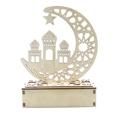 Wooden Crafts Ornaments Creative Eid Mubarak Ramadan Moon Hollow Letters