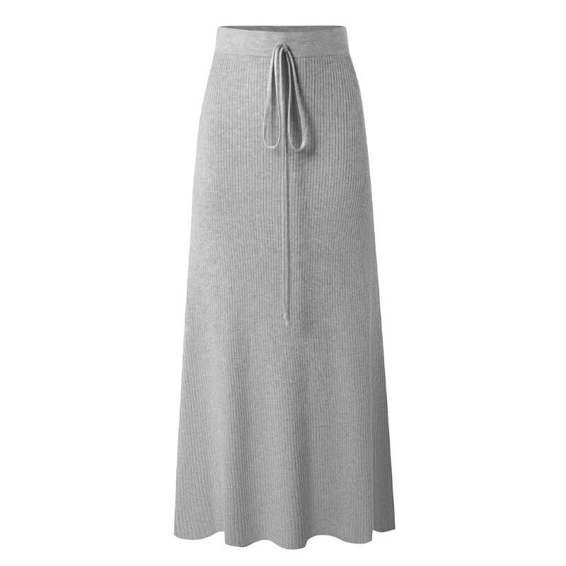 New Spring and Summer Skirt for Women with High Waist Slit Belt One-step Skirt Korean Style Slim Mid-length Skirt Hip-covered Skirt