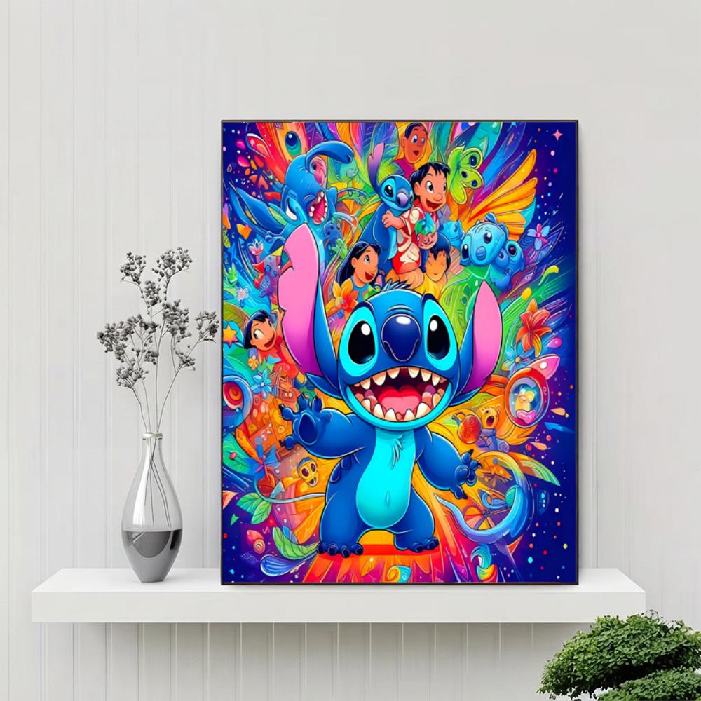 Colorful Stitch Friends 5D Round Diamond Painting Kit Diamond Embroidery Painting Rhinestones Mosaic Frameless Handwork Decoration Arts