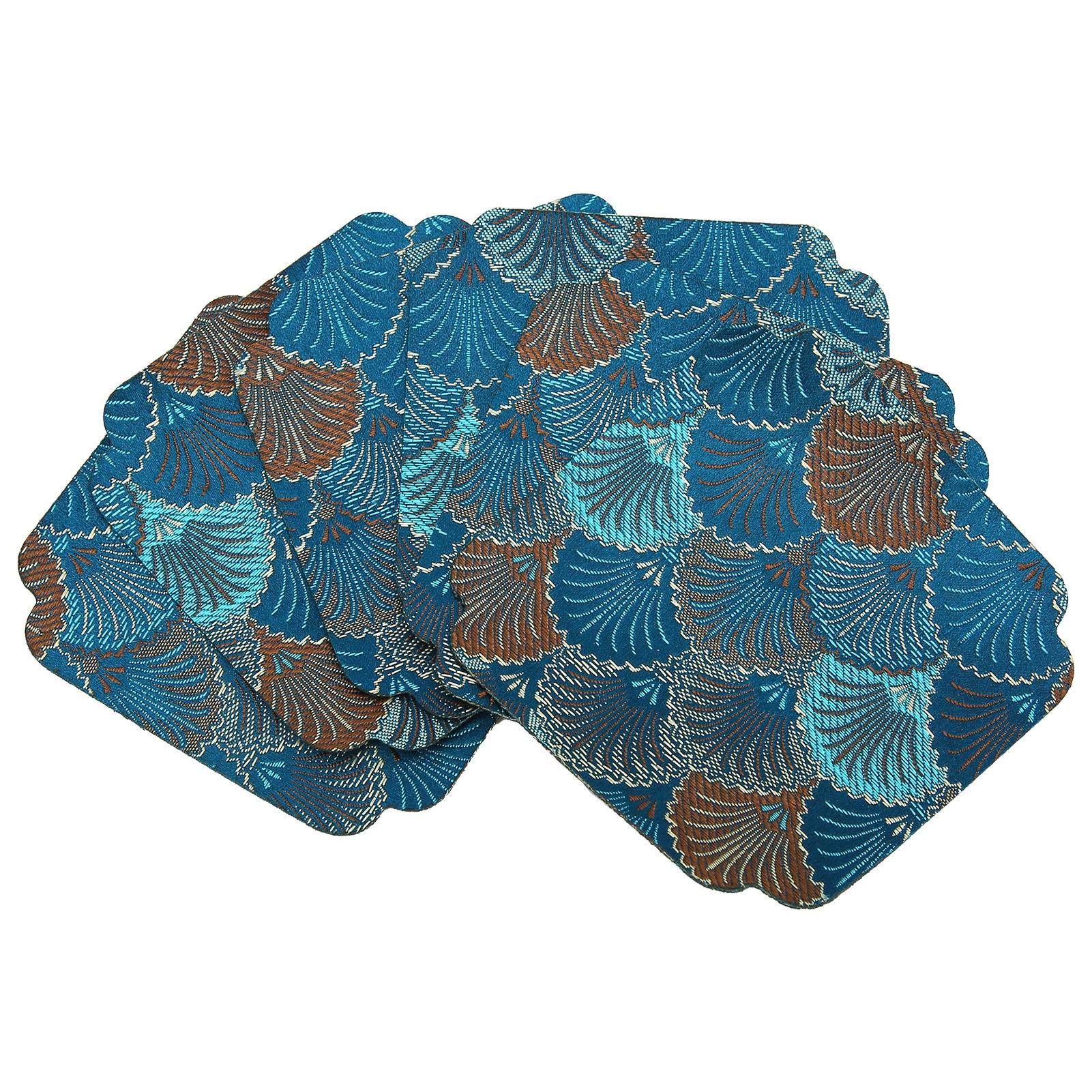 

6PCS Japanese Style Embroidered Coaster Heat Insulated Cup Pad Mat Placemat Kitchen UtensilPurplish Blue Gingko