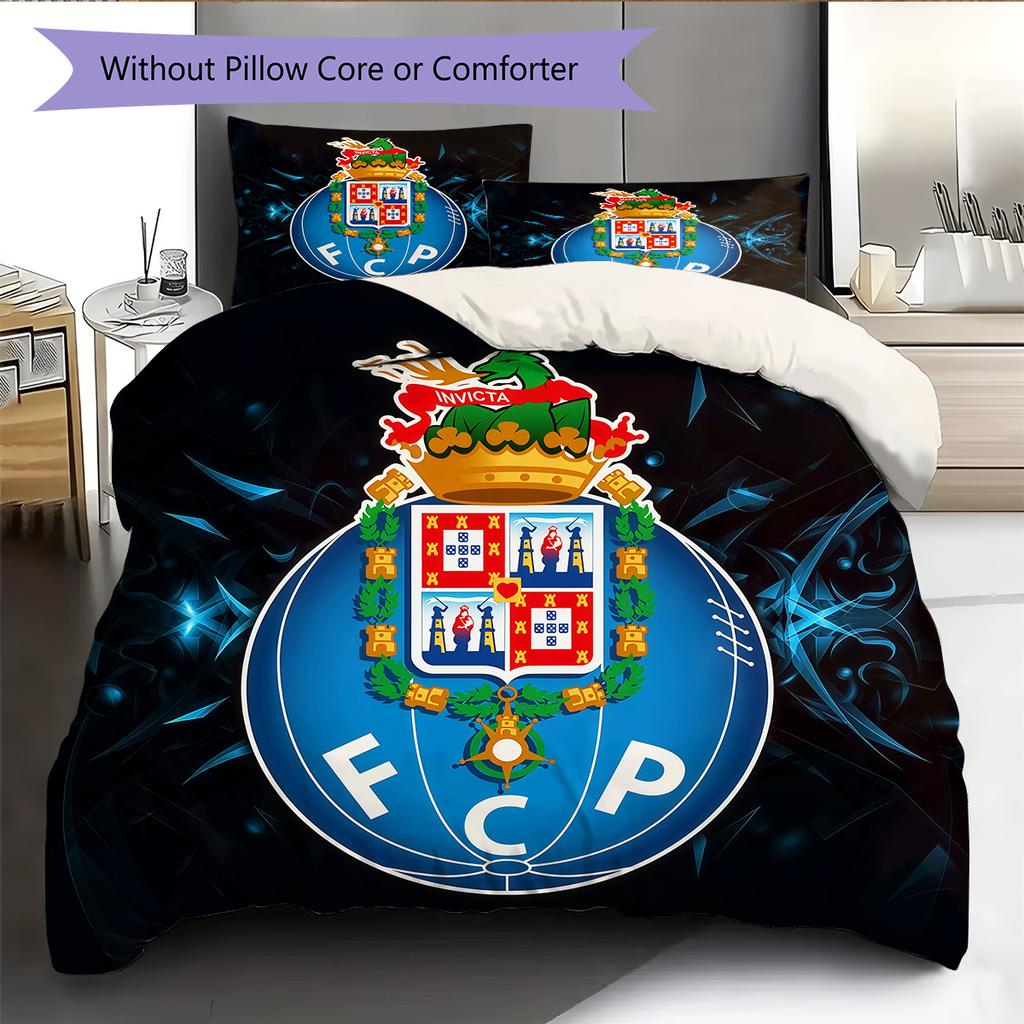 Futebol Clube do Porto Pattern Bedding Quilt Set  Home Decoration  Gift (1 * duvet cover + 2 * pillowcase  without core)