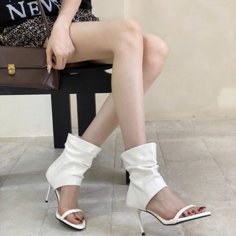 Fashion 2025 New French Heeled Slide Boots Summer Stiletto Sandals for Women