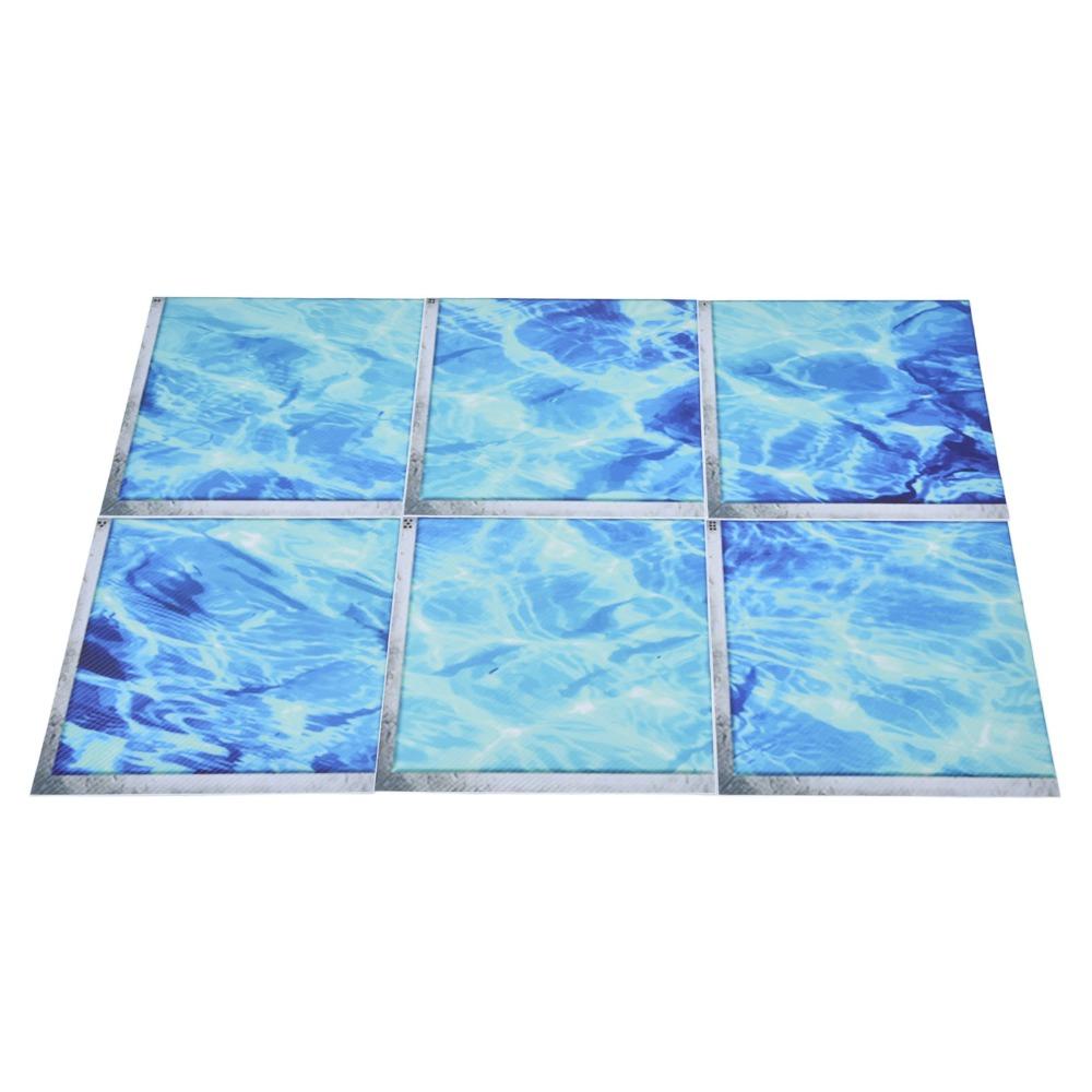 12pcs Blue 3D Bathtub Sticker Self Adhesive PVC Tile Decal Waterproof Antislip Sticker Bath Use