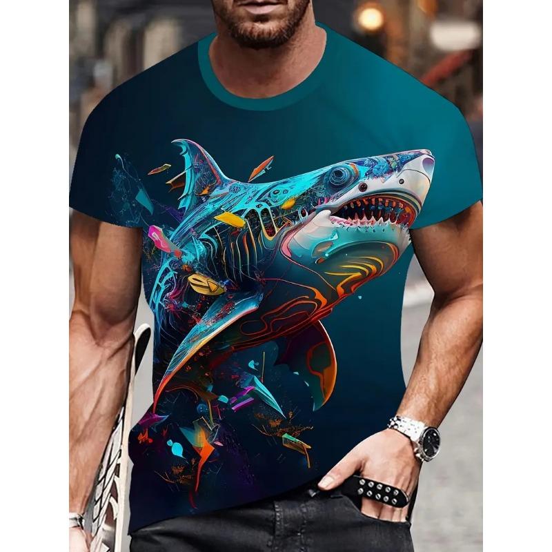3D Print Men'S Ocean Animal Fish Graphic T-Shirt New In Casual Crew Neck Short Sleeve