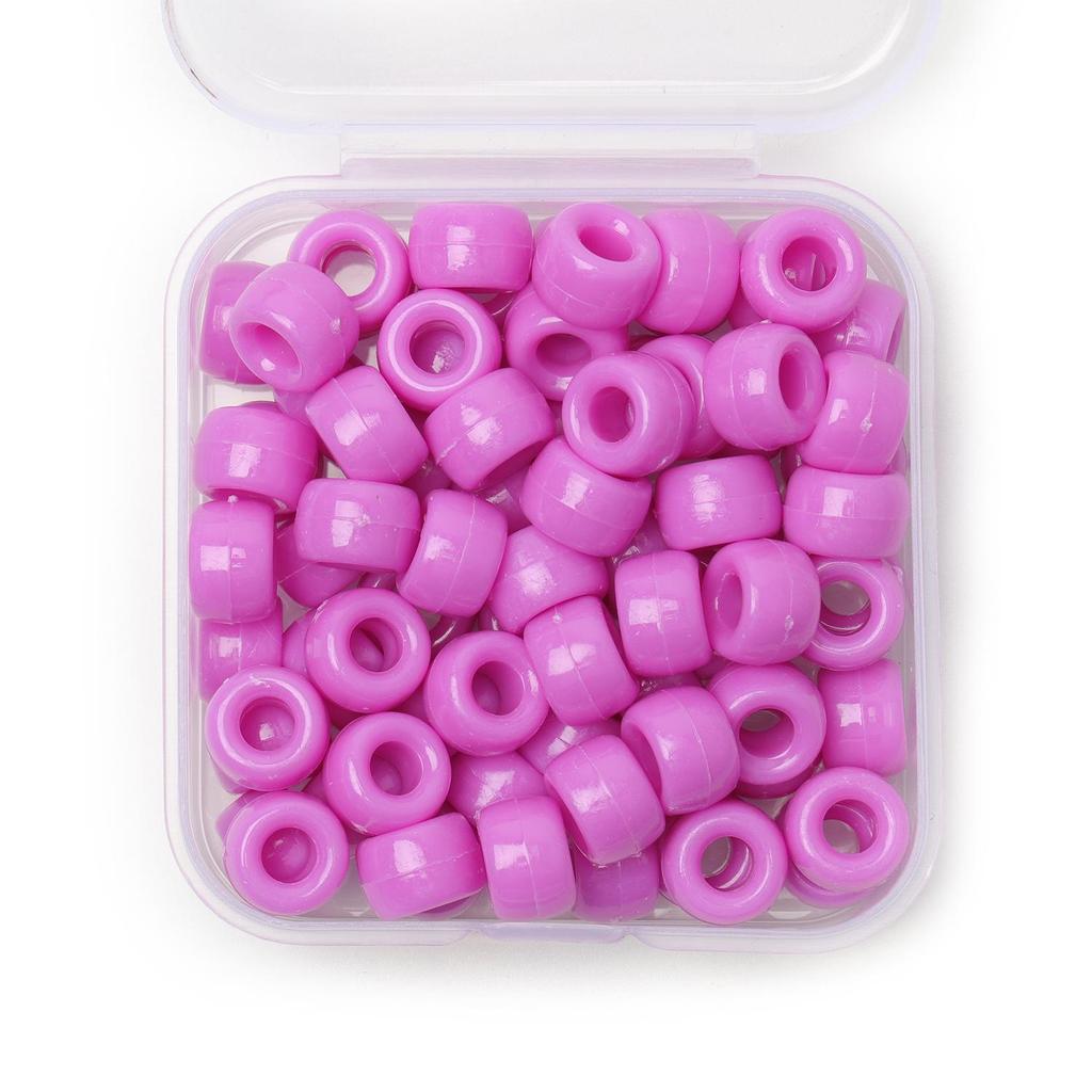 80 peças/caixa 6x9mm Contas de pônei coloridas a granel Contas espaçadoras soltas para fazer acessórios de joias Artesanato faça você mesmo