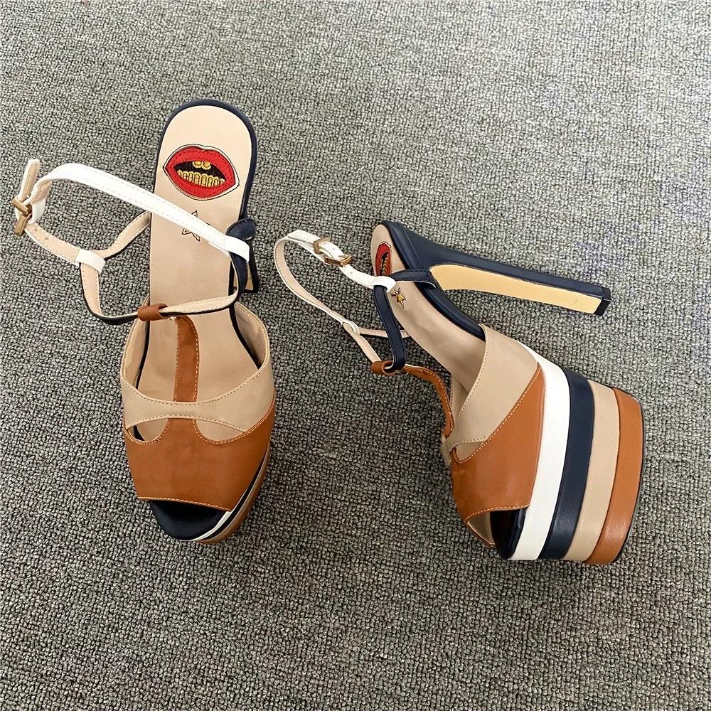 Fashion Brand Sexy Rivet 16cm High Heel Sandals Platform Party Wedding Ball T-stage Women Shoes High Quality Large 43summer Female Shoes