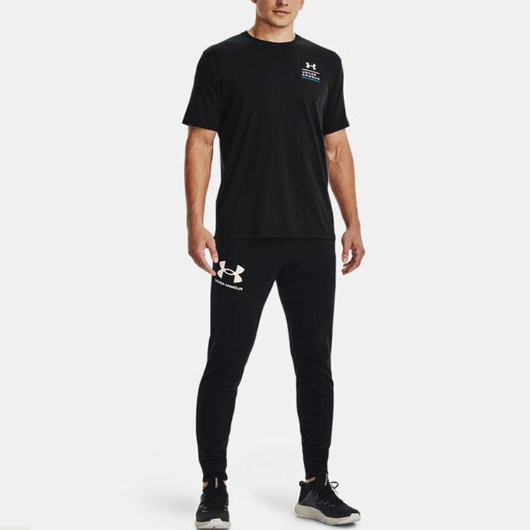 Under Armour Letter Pattern Round Neck Printed Short Sleeve T-Shirt Men T-Shirts Black 1370189-001