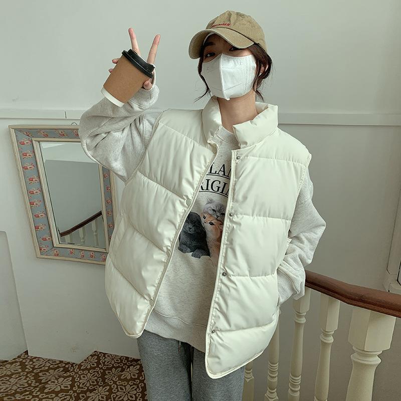 2 Vielseitige Frühling und Herbst Neue Kurze Daunen Baumwollweste Damen Lockerer Koreanischer Stil Externe Weste