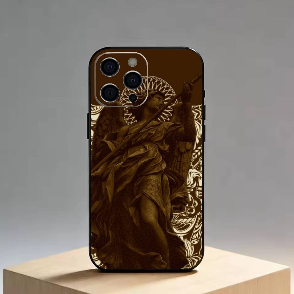 Mittelalterlich Retro Erzengel Luzifer Handyhülle Für iPhone 17, 16,15,14,13,12,11 Plus,Pro Max, Andere Weiche Schwarze Hülle